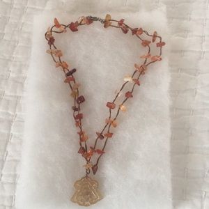 Amber and jade necklace